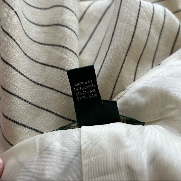 Lauren Ralph Lauren Linen Wool Stripe Fit and Flare Midi Skirt Ivory Size 6 - Picture 6 of 6